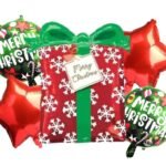 Set of 5 Christmas gift box foil balloon, red star Balloons decorations, Christmas festive Decor, xmas balloon decor, christmas theme, surprise box balloon