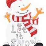 Lighted Whimsical Snowman let It Snow Christmas Yard Art Decoration/Snowman Hanging Ornaments