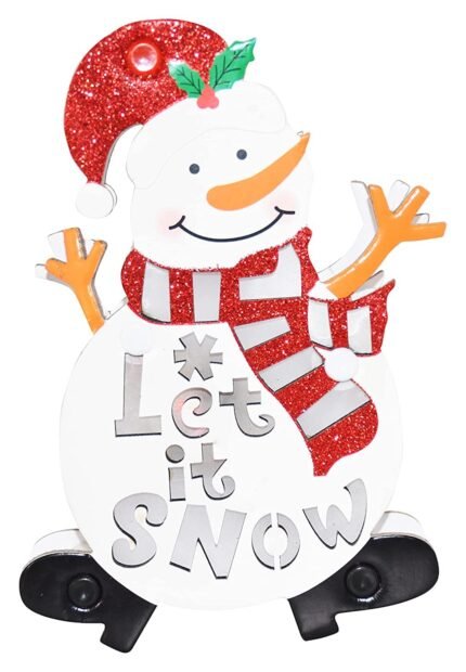 Lighted Whimsical Snowman let It Snow Christmas Yard Art Decoration/Snowman Hanging Ornaments