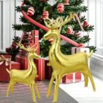 1pc 32inch Self standing Reindeer Christmas foil balloon, Foil Balloons decorations, Christmas Standing Elk Balloon Golden color, xmas balloon decorations - Image 6