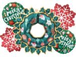 Set of 5 Christmas wreath foil balloon, red snowflake Foil Balloons, Christmas festive Decor, xmas balloon decor, merry xmas santa decor, round merry christmas balloon