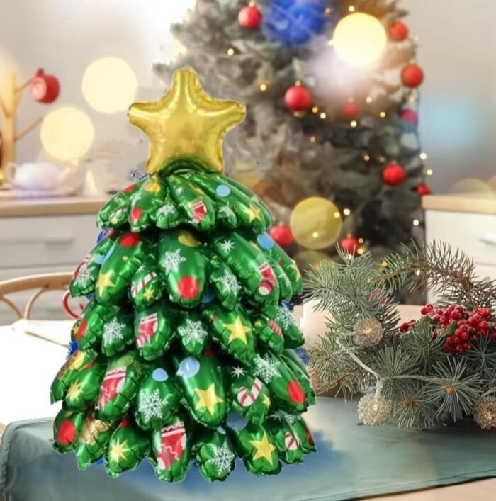1set 25 * 25 * 37cm Self Standing Christmas tree foil balloons, tree Shape Foil Balloons decorations, merry xmas tree festive Decor, xmas balloon decorations - Image 3
