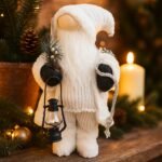 18" Elegant White Frost Standing Santa Claus with Lantern | Plush Gnome Christmas Decoration | Winter White Santa Figure for Tabletop, Tiered Tray, Home & Holiday Decor | Christmas Ornament Statue - Image 4