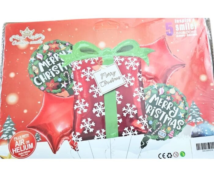 Set of 5 Christmas gift box foil balloon, red star Balloons decorations, Christmas festive Decor, xmas balloon decor, christmas theme, surprise box balloon - Image 5