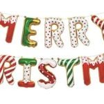 9pcs Christmas Slogan Design Balloon/Merry Christmas Balloon Alphabet Foil Balloons Christmas Eve Party Ornament/Christmas Decoration/Christmas ornaments, Merry xmas Letter Balloon