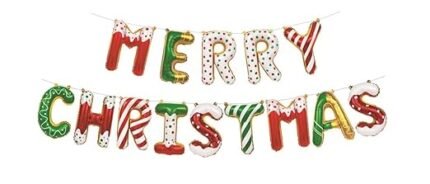 9pcs Christmas Slogan Design Balloon/Merry Christmas Balloon Alphabet Foil Balloons Christmas Eve Party Ornament/Christmas Decoration/Christmas ornaments, Merry xmas Letter Balloon