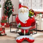 1pc Self standing Santa Claus Christmas foil balloon, waving hand Santa Claus Balloons, Christmas festive Decor, merry xmas santa balloons (snata with gift 65 * 120cms)