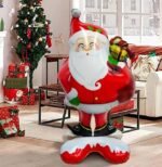 1pc Self standing Santa Claus Christmas foil balloon, waving hand Santa Claus Balloons, Christmas festive Decor, merry xmas santa balloons (snata with gift 65 * 120cms)