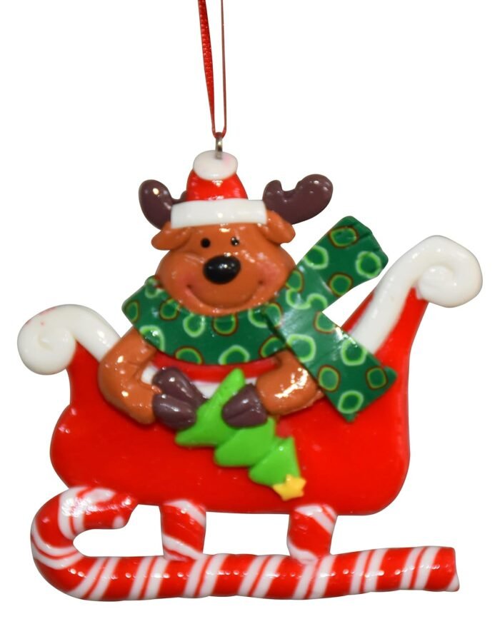 Set of 3 Resin Santa and Snowman on Sledge, Reindeer - Image 4
