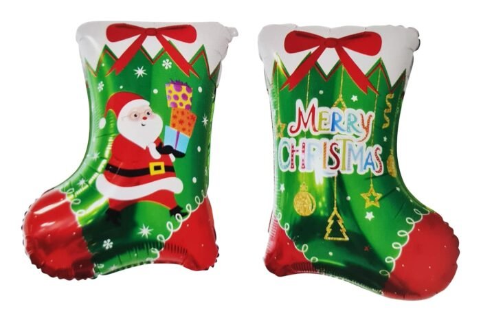 713pjLvwR0L._SL1500_ Jagmag® Christmas Socks foil balloon, Sant Clause Boot Balloon for Christmas Decoration Merry Christmas, Xmas Balloons - Image 1