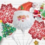 Set of 5 Santa foil balloon, Christmas Foil Balloons decorations, Christmas festive Decor, xmas balloon decor, merry christmas decor, santa balloons, Round balloons