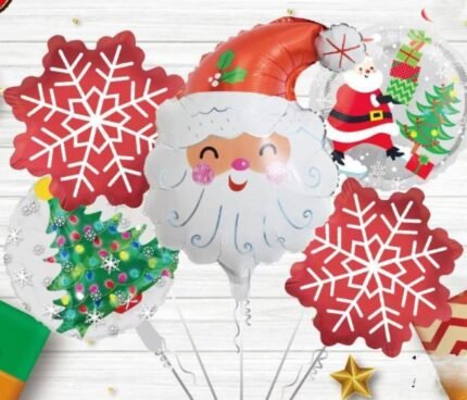 Set of 5 Santa foil balloon, Christmas Foil Balloons decorations, Christmas festive Decor, xmas balloon decor, merry christmas decor, santa balloons, Round balloons