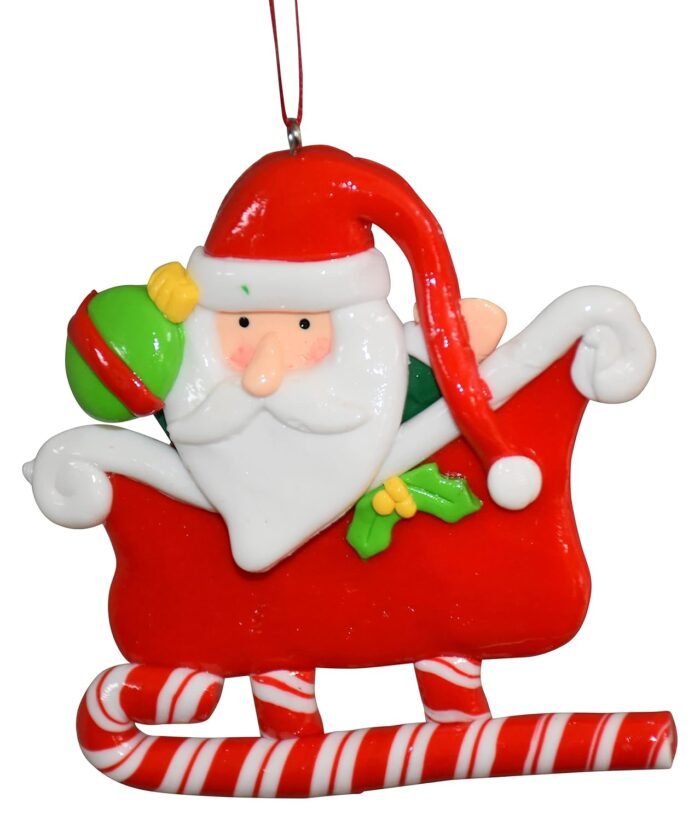 Set of 3 Resin Santa and Snowman on Sledge, Reindeer - Image 2