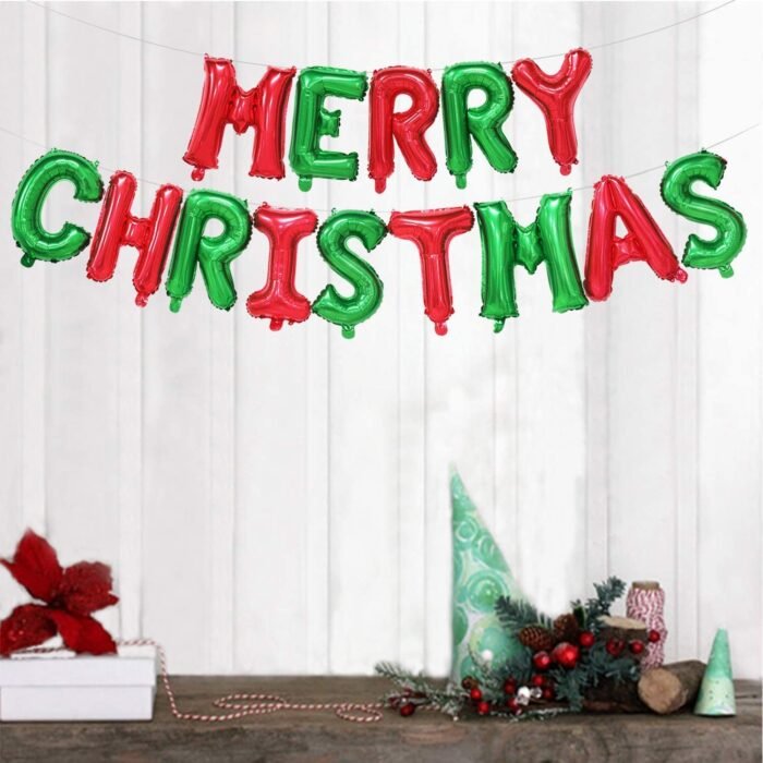 Jagmag® Christmas Balloons Set, Merry Christmas Decoration Balloons, Letter Merry Christmas Balloon Banner - Image 4