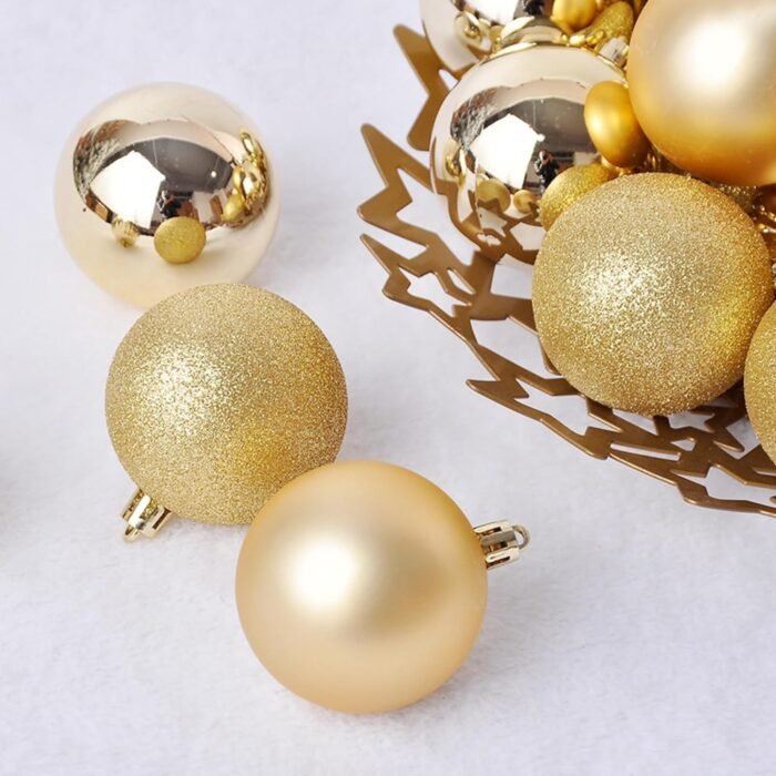 27pcs Christmas Decorations Hanging Balls (4cms) for Christmas Tree Decoration Item, Fancy Xmas Decor, Shatterproof Xmas Tree Decor Balls (Golden) - Image 4