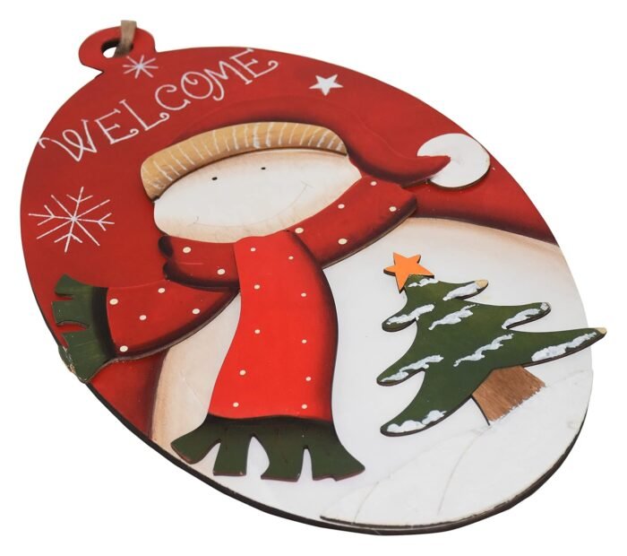 Jagmag® Snowman Christmas Welcome Sign, Red Welcome Happy Christmas Porch Sign Merry and Snowman Outdoor Banner Hanging Decor for Winter Christmas Holiday Theme Party Supplies - Image 3
