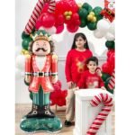 Giant 58-Inch Christmas Nutcracker Foil Balloon, Premium Red and Green Aluminium Material, Holiday Party Decoration with Crown and Base, 147cm Tall - Image 2