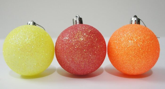 Pastel Color Glitter Christmas Tree Hanging Baubles – 12 Pcs | Soft Tone Xmas Decoration Balls for Tree, Party, Home & Holiday Décor - Image 2