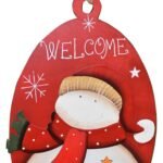 Snowman Christmas Welcome Sign, Red Welcome Happy Christmas