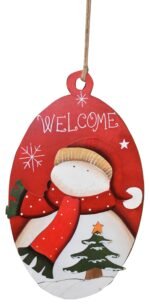 Jagmag® Snowman Christmas Welcome Sign, Red Welcome Happy Christmas Porch Sign Merry and Snowman Outdoor Banner Hanging Decor for Winter Christmas Holiday Theme Party Supplies