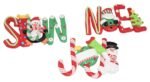 Christmas Tree Hanging Words Snow Joy Noel Decorated with Candy Cane Santa Snowman 3pcs - Image 4