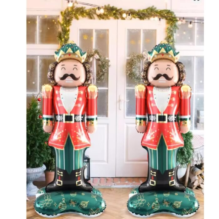 Giant 58-Inch Christmas Nutcracker Foil Balloon, Premium Red and Green Aluminium Material, Holiday Party Decoration with Crown and Base, 147cm Tall - Image 4
