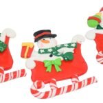 Set of 3 Resin Santa and Snowman on Sledge, Reindeer