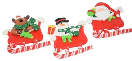 Jagmag® Set of 3 Resin Santa and Snowman on Sledge, Reindeer on Sledge,Christmas Hanging Ornaments, Christmas Tree Decoration, Xmas Ornament