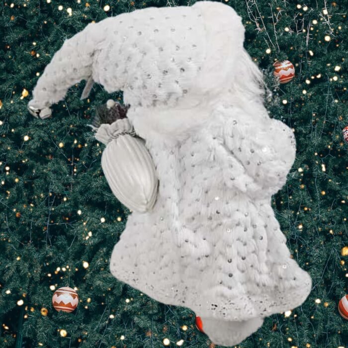 18" Elegant White Frost Standing Santa Claus with Lantern | Plush Gnome Christmas Decoration | Winter White Santa Figure for Tabletop, Tiered Tray, Home & Holiday Decor | Christmas Ornament Statue - Image 5