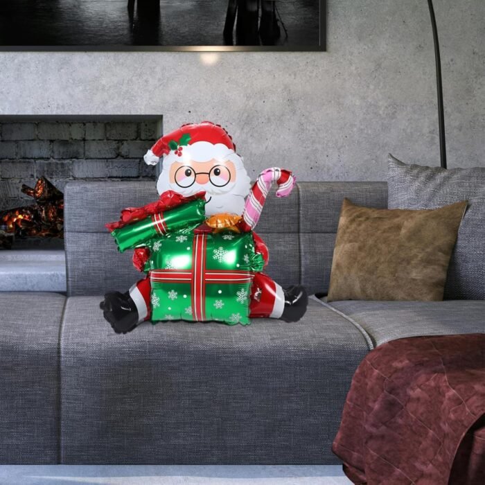 4D Standing with Santa Gift Foil Balloon, Merry Christmas Xmas Theme Foil Balloons for Christmas Party Decorations, Santa Foil Balloon - Image 4