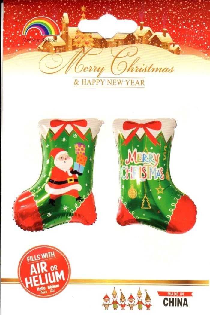 Jagmag® Christmas Socks foil balloon, Sant Clause Boot Balloon for Christmas Decoration Merry Christmas, Xmas Balloons - Image 2