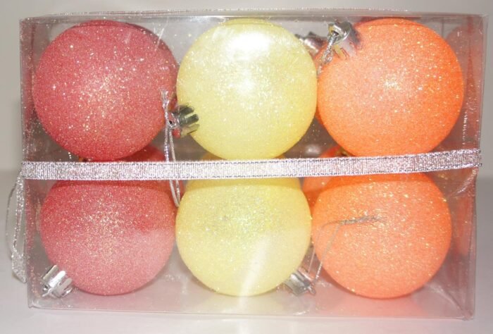 Pastel Color Glitter Christmas Tree Hanging Baubles – 12 Pcs | Soft Tone Xmas Decoration Balls for Tree, Party, Home & Holiday Décor - Image 3