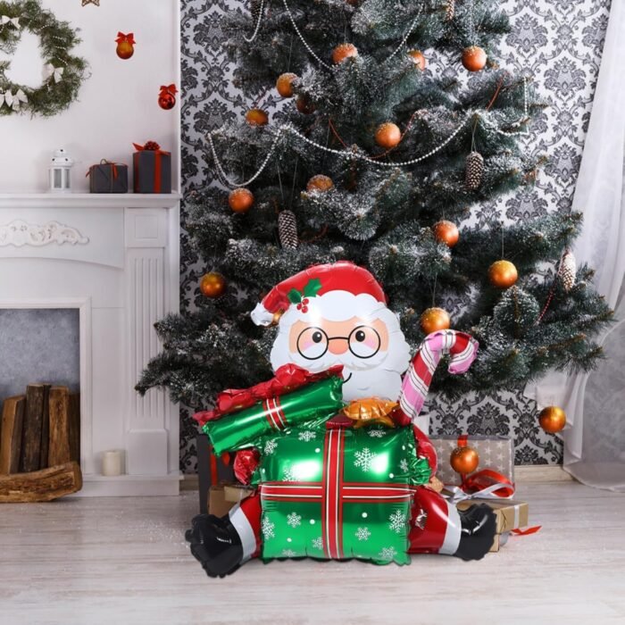 4D Standing with Santa Gift Foil Balloon, Merry Christmas Xmas Theme Foil Balloons for Christmas Party Decorations, Santa Foil Balloon - Image 3