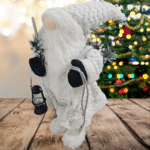 18" Elegant White Frost Standing Santa Claus with Lantern | Plush Gnome Christmas Decoration | Winter White Santa Figure for Tabletop, Tiered Tray, Home & Holiday Decor | Christmas Ornament Statue - Image 2