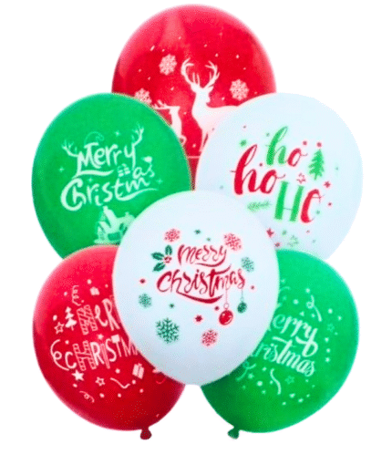 6pcs Christmas Theme latex Balloons, Balloons for Christmas Party Decoration, red green white latex Balloon, merry christmas balloons decor