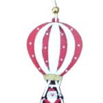 1pc Christmas Hanging Ornaments, Wooden Santa Claus, Xmas Tree Decorations Items, Christmas Decorations Ideas (Santa in red hot air Balloon)