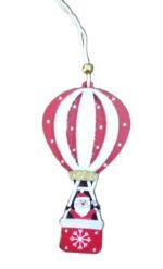 1pc Christmas Hanging Ornaments, Wooden Santa Claus, Xmas Tree Decorations Items, Christmas Decorations Ideas (Santa in red hot air Balloon)