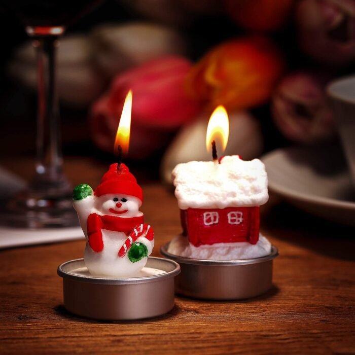 Jagmag® 4 pcs Set Pieces Christmas Tealight Candles Santa Claus, Snowman, Pine Cones, Christmas Tree, House, Shoes, Santa Hat Candles, Christmas Home Decorations - Image 5
