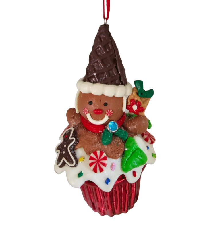 MY PARTY SUPPLIERS® Set of 2 Gingerbread Cupcake Christmas Hanging Ornaments for Tree & Home Décor - Image 4