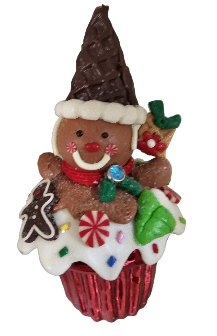 MY PARTY SUPPLIERS® Set of 2 Gingerbread Cupcake Christmas Hanging Ornaments for Tree & Home Décor - Image 2