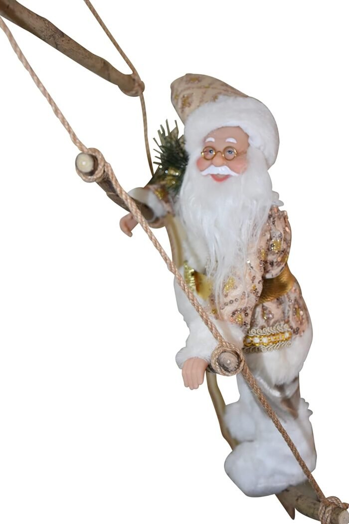 Jagmag® Golden Santa Claus Climbing on Rope Ladder Christmas Ornament for Christmas Tree Party Home Door Wall Decoration Christmas Decorations (1 PC Santa Claus) - Image 1
