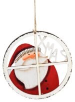 Set of 2 Wooden Christmas Hanging Ornaments – Santa & Snowman Round Window Decor for Xmas Tree, Wall, Door & Home Decoration - Image 3