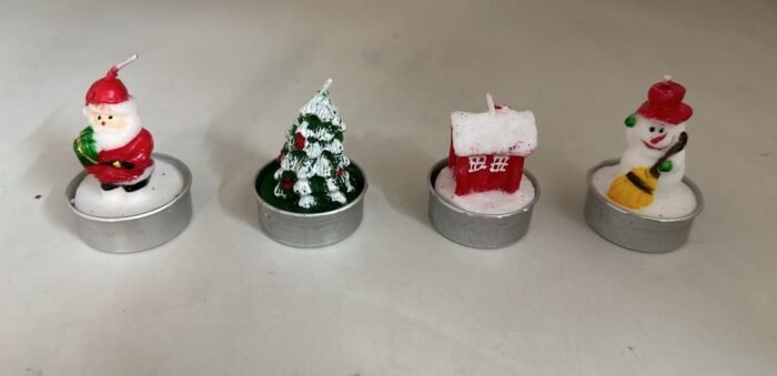 4Pcs Christmas Tea Lights Candles Snowman Santa Tree Shape Cup Candle Decorative Candle Decoration Church Candles Ball Candles Ornaments (4Pcs Christmas Bowl Candles) - Image 4
