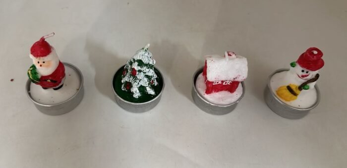4Pcs Christmas Tea Lights Candles Snowman Santa Tree Shape Cup Candle Decorative Candle Decoration Church Candles Ball Candles Ornaments (4Pcs Christmas Bowl Candles) - Image 3