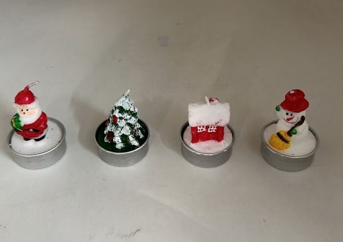 4Pcs Christmas Tea Lights Candles Snowman Santa Tree Shape Cup Candle Decorative Candle Decoration Church Candles Ball Candles Ornaments (4Pcs Christmas Bowl Candles) - Image 2