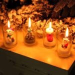 4Pcs Christmas Tea Lights Candles Snowman Santa Tree Shape Cup Candle Decorative Candle Decoration Church Candles Ball Candles Ornaments (4Pcs Christmas Glass Candle Candles)
