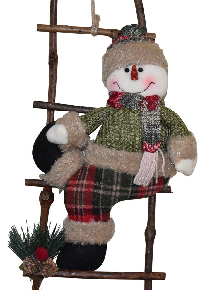 snowman sitting on ladder2 Jagmag® Snowman Sitting on Ladder Christmas Ornament for Christmas Tree Party Home Door Wall Decoration Christmas Decorations (1 PC Santa Claus) - Image 1