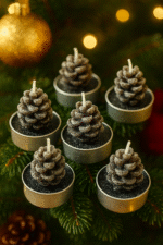 6 Pcs Pinecone Tealight Candles, Snow-Frosted Christmas Pine Cone Candles Set for Home Decor, Table Centerpiece, Holiday Decoration, Christmas Gifts, Winter Party Decorations - Image 4
