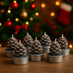 6 Pcs Pinecone Tealight Candles, Snow-Frosted Christmas Pine Cone Candles Set for Home Decor, Table Centerpiece, Holiday Decoration, Christmas Gifts, Winter Party Decorations - Image 3