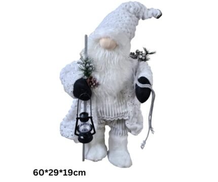 1pc Standing Christmas Santa Claus Figurine, Christmas Santa Doll, Xmas Gift Ideas, Santa Figurine Doll Ornament Cute Santa Claus Toys Statue Plush Doll (White(60 * 29 * 19cm))